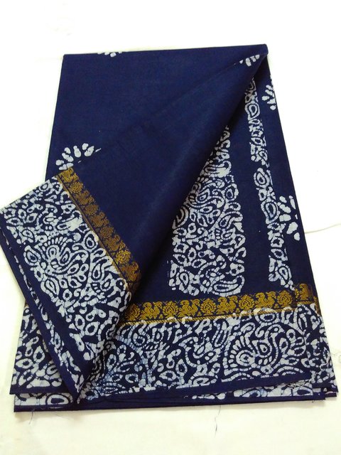 Buy Dark Blue Summer Pure Cotton Saree Zari Border Bengal Cotton W/B Saree  New Cotton Saree Online @ ₹1399 from ShopClues