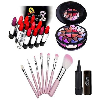                       Swipa makeup combo(makeup kit-8188,12 pcs matte lipstick, 7 pcs brush,kajal(SDL210083)                                              
