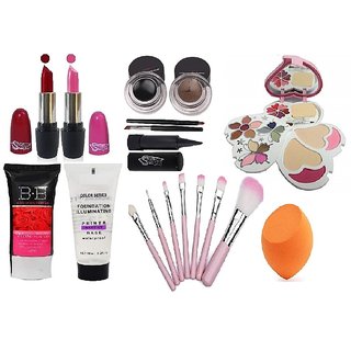                       Swipa fastive makeup combo -SDL210043(makeup kit(3957), BB rose cream, primer, red pink lipstick, black  brown gel e                                              