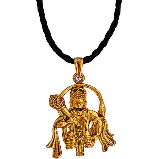                       Sullery Lord Rambhakat Veer Hanuman Bajrang Bali Locket  Gold  Brass Pendant                                              