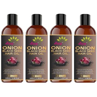                       100 pure  Natural Onion Black Seed Hair Oil -400ml Pack Of 4                                              