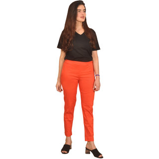                       Chinmaya Women's Casual Solid Lycra Slim Fit Trouser Pant With 2 Side Pocket                                              