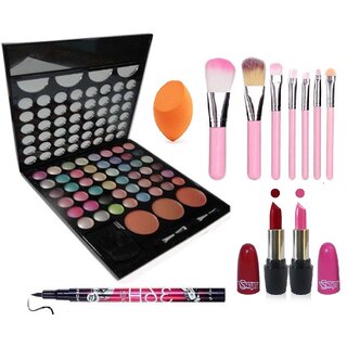                       Swipa 48 color shadow,3, blush,7pcs brush, pink-red lipstick,puff,36hrs eyeliner-SDL210106                                              