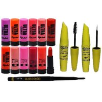 Ultra lipstick set of 12, eyecare Kajal, eyeliner mascara