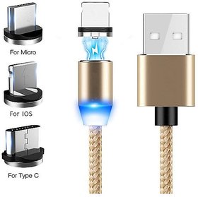 Sunnybuy  3-in-1 USB Magnet Charging Cable, 360 rotate Multi 3-in-1 Magnet Cable Charger with LED