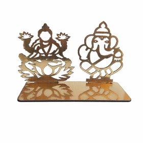 Decorative Handmade Metal Shadow Laxmi-Ganesha Candle Holder/Stand for Pooja, Decorative Showpiece  Gift Item (4x6 Laxm