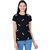 Sthree Women Printed Black Round Neck Cotton T-shirt (Pack of 1)
