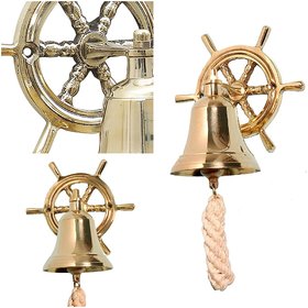 Brass ship wheel door bell wall bell full brass made ship bell