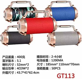 GT- 114 Bluetooth Outdoor Party Wireless Speaker with Torch (Multicolor)