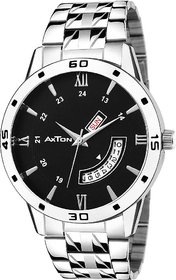 Axton AXC-001Steel Partywear/Formal/Casual Black Dial Day and Date Boys Watch - for Men