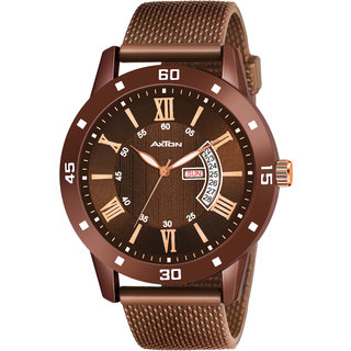                       Axton AXT1102 Men Partywear/Formal/Casual Brown Dial Day And Date Boys Smart Analog Watch                                              