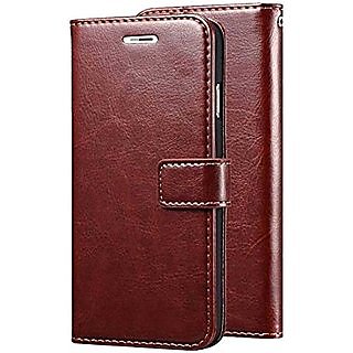                       Vintage Flip Cover Leather Case  Inner TPU, Leather Wallet Stand for REDMI 8A DUAL (Brown)                                              