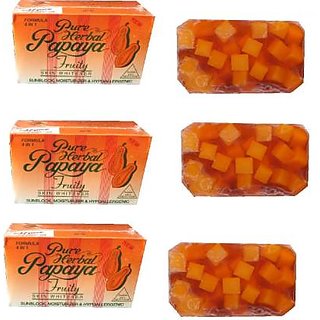                       Pure Herbal Papaya Formula Soap For Skin Whitening Pack Of 3                                              