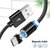 3 in 1 Nylon Braided Magnetic 360 Degree 2.4A USB Fast Charging Data Cable with LED Light for All Phones(Black)