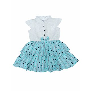White and Blue Lace Dress With Peter Pan Collar