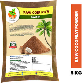 UNIGROW RAW COCOPEAT (COIRPITH)  POWDER ( 5kg Pack ). Fertilizer, natural coconut husk, used in potting mix soil