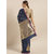 Vastranand Navy Blue & Silver-Toned Silk Blend Woven Design Banarasi Saree