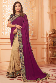 Granthva Fab Designer Multicolor Silk Embroidered Saree with Blouse Piece