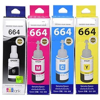 Epson 664 Ink Cartridge Pack Of 4 For Use L110, L200, L210, L300, L350, L355, L550, T7741 Ink Bottle For Epson M100 M199