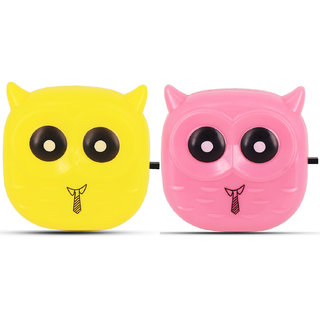 Aseenaa LED Night Lamp Of Lucky Owl Shape Combo With On-Off Switch  Colour  Yellow And Pink  Set of 2  Energy Saving