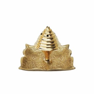Brass Agarbatti/ Incense Stick Stand Attached with Square Plate(Gold2.72.72.2 inch)