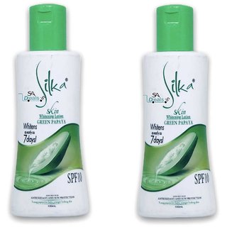 Silka skin whitening green papaya Body Lotion 100ml (Pack Of 2) Silka skin whitening green papaya Body Lotion 100ml (Pack Of 2)