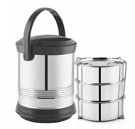 PNB Alpha Stainless Steel 3 container Tiffin/Lunch Box/Food Carrier with Lids