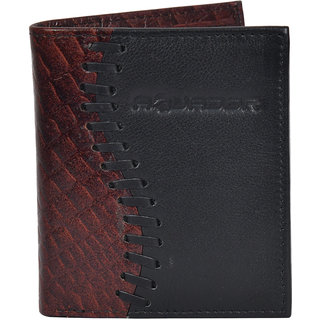                       AQUADOR Men's Genuine High Quality Black Brown Leather Wallets(AW-L-1487-BlackBrown)                                              