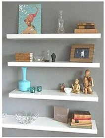 onlinecraft wooden wall shelf 4 white  (ch2474)