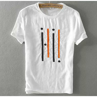 Buy Fashlook White Four Line T Shirt For Men Online 398 from