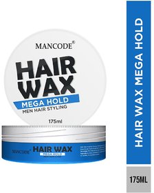 Mancode Hair Wax Mega Hold for Shining and Conditioning Hair, Hair Styling Gel Wax, Twisting  Smooth Edges, 175ml wax
