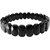 Shubhanjali Black Obsedian Stone Elastic Crystal 13mm Oval Shape Bracelet For Men  Women(Black,Standard)