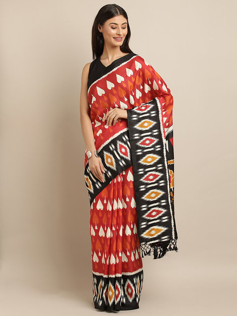 Buy online Women's Ikat Multi Colored Saree With Blouse from ethnic wear  for Women by Svenja for ₹499 at 90% off | 2024 Limeroad.com