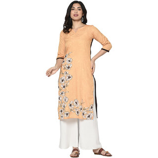 Buy Avah Women's Yellow Color Straight Crepe Kurta Online @ ₹439 from ...