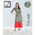 Fabclub Pure Cotton Bandhani Printed Straight Women Kurti (Green)