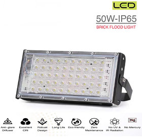 LED 50W Ultra Thin Slim IP65 LED Flood Outdoor Cool Day Light White Waterproof (50 watt)(White)