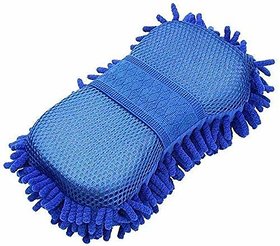 Luckjit Car Washing Sponge With Microfibre Washer Towel Duster For Cleaning Car, Bike Vehicle (Multicolor)