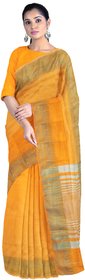 Rati Synthetic Printed Saree with Blouse For Girls and Women, Colour- Yellow