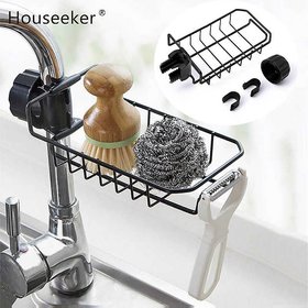 K KudosSoap, Sponge Holder, Stainless Steel Sink,Tap Organiser Clip Storage Rack Practical Home Kitchen Faucet Shelf Fau