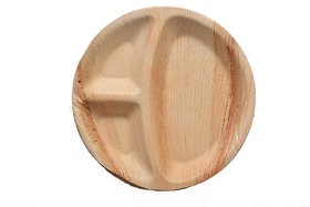 Agri Club Areca Leaves 10 Inches 3 Partition Disposal Plates( Pack of 25)