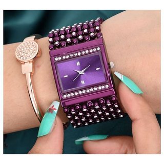                       HRV Purpul Metal Rectangular Womens Watch                                              