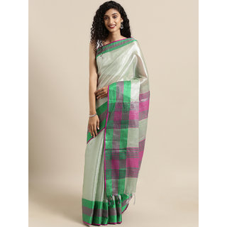                       Meia Green Solid Tissue Saree                                              