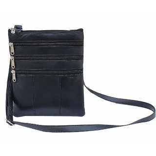 NEWAGE Since 2006 Casual Multi Pocket 4 Zipper Cross Body Bag for Women Black