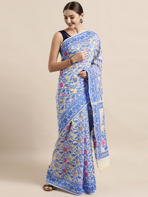 Soft Silk Cotton Sarees Online Designer Lucknowi Work