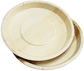 Agri Club Areca Leaves Round Disposal Plates 10 Inch Pack Of 25