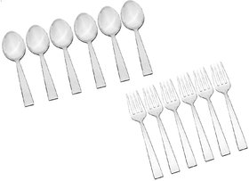 ZOOV Stainless Steel Spoon Vector Set of 6pcs Spoon and 6pcs Fork