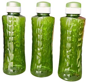 Polyset Crystal Green Fliptop Plastic Water Bottle Each 600ML ( Set Of 3 )