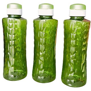 Polyset Crystal Green Fliptop Plastic Water Bottle Each 600ML ( Set Of 3 )