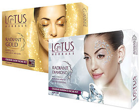 lotus herbals gold and diamond facial kit ( pack of 2) 37g each