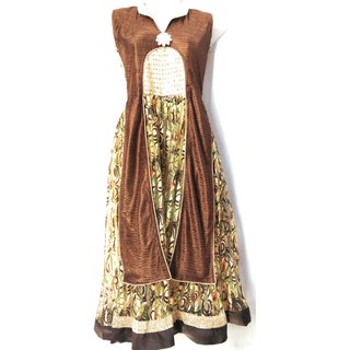                       CHIC DESIGNS Brown long Anarkali gown                                              